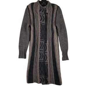 Gottardi Collection Italy Women Gray Alpaca Wool Blend Long Zip Cardigan Sweater